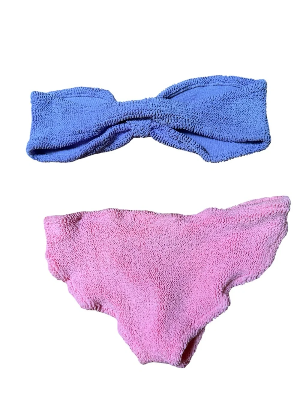 Hunza G Jean Duo Bikini Lilac Purple Bubblegum Pink Two Tone Set OS